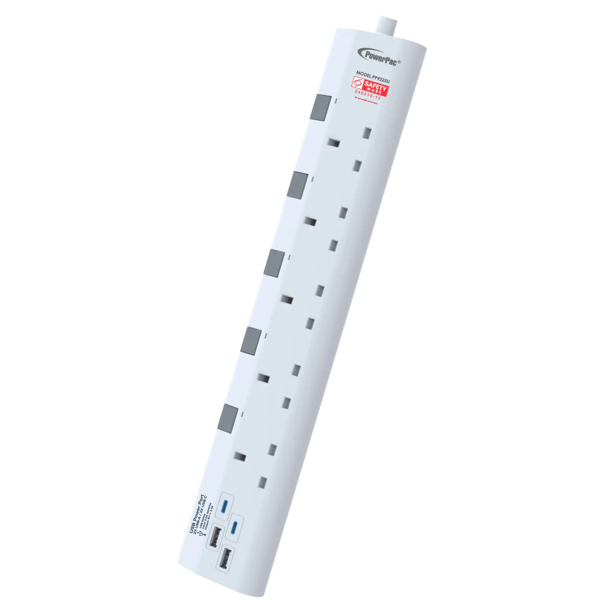 Extension Cord, Extension Socket 3 Metre 5 way with 2xUSB-A & 2xUSB-C Charger (PP9225U) - Yuha Electric