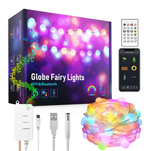 Smart RGB Globe String Lights: Outdoor WiFi & Bluetooth Control - Yuha Electric