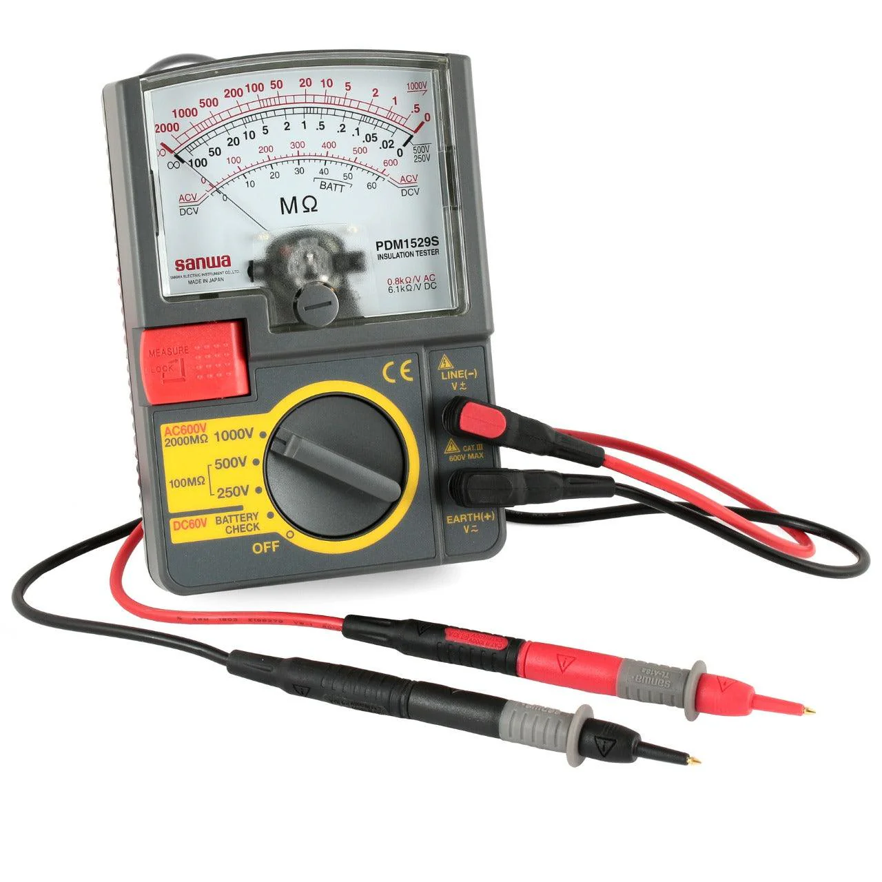 PDM1529S | 1000V / 500V / 250V Analog Insulation Tester / Portable Insulation Resistance Meter - Yuha Electric
