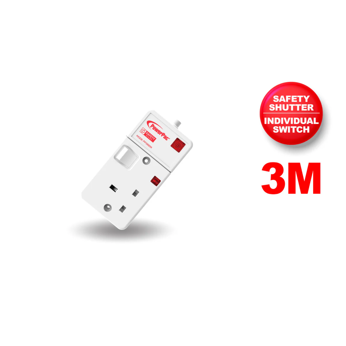 Extension Cord, Extension Socket, Power Cord, Power Extension 3 Metre 1 way (PP3881N) - Yuha Electric