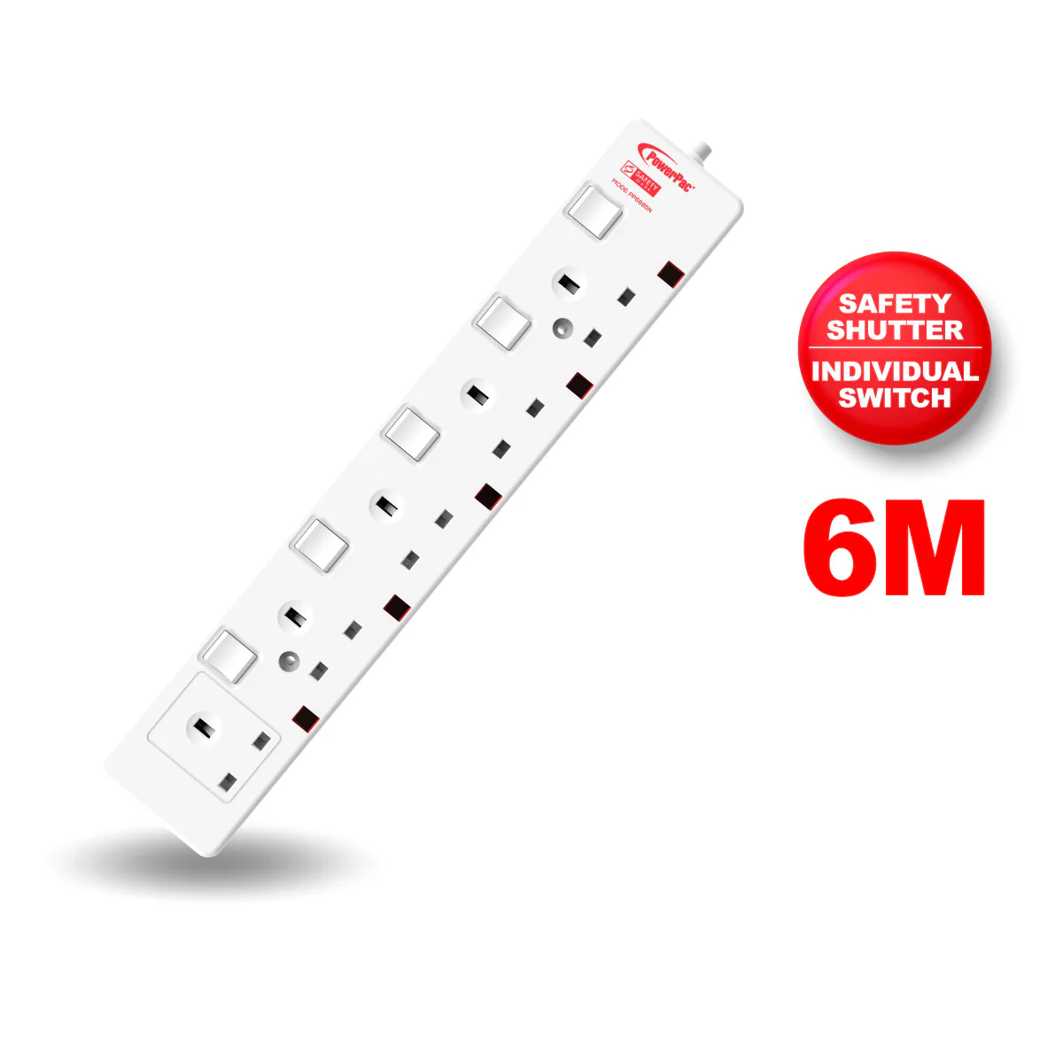 6 Metre 5 Way Extension Cord (PP6885N) - Yuha Electric