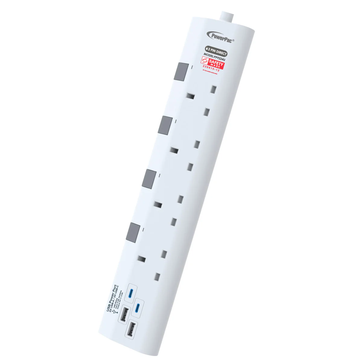 Extension Cord, Extension Socket 3 Metre 4 way with 2xUSB-A & 2xUSB-C Charger (PP9224U) - Yuha Electric