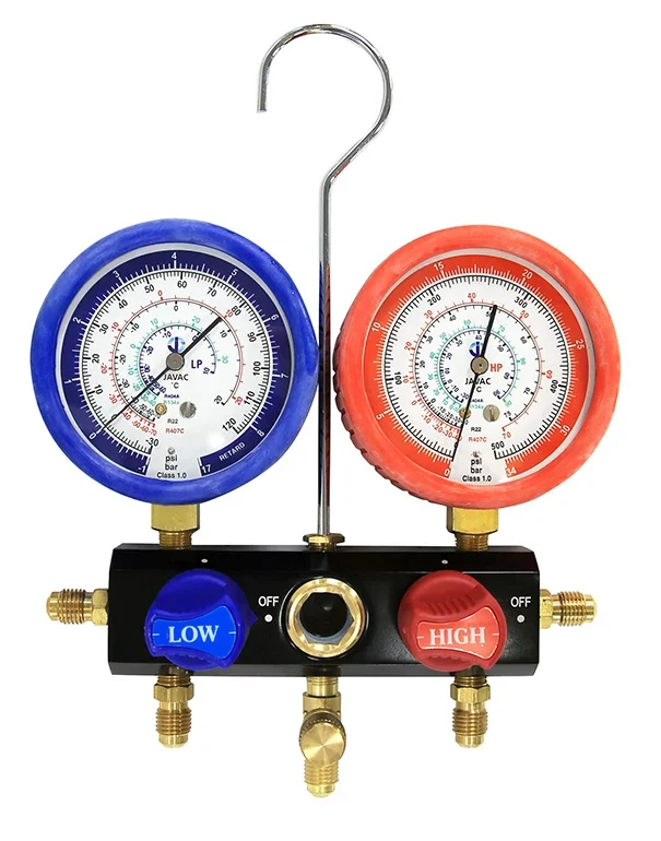 Javac EL74300 2-Valve Multi-Gas Manifold | R134a R404A R407C R22 | No Hoses - Yuha Electric