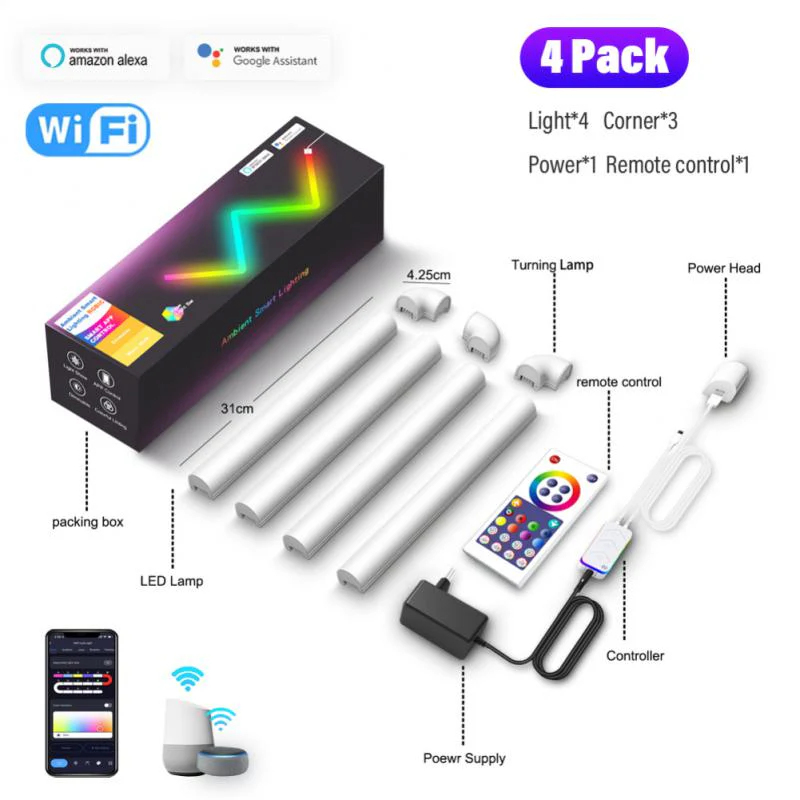 RGB Smart Wall Sconces - WiFi & Bluetooth Music LED Lights - Yuha Electric