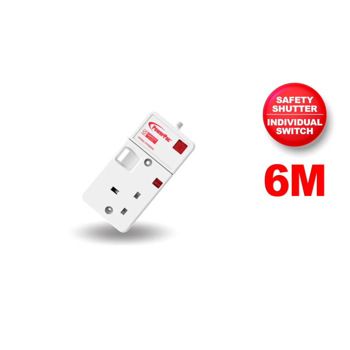 Extension Cord, Extension Socket, Power Cord, Power Extension 6 Metre 1 way (PP6881N) - Yuha Electric
