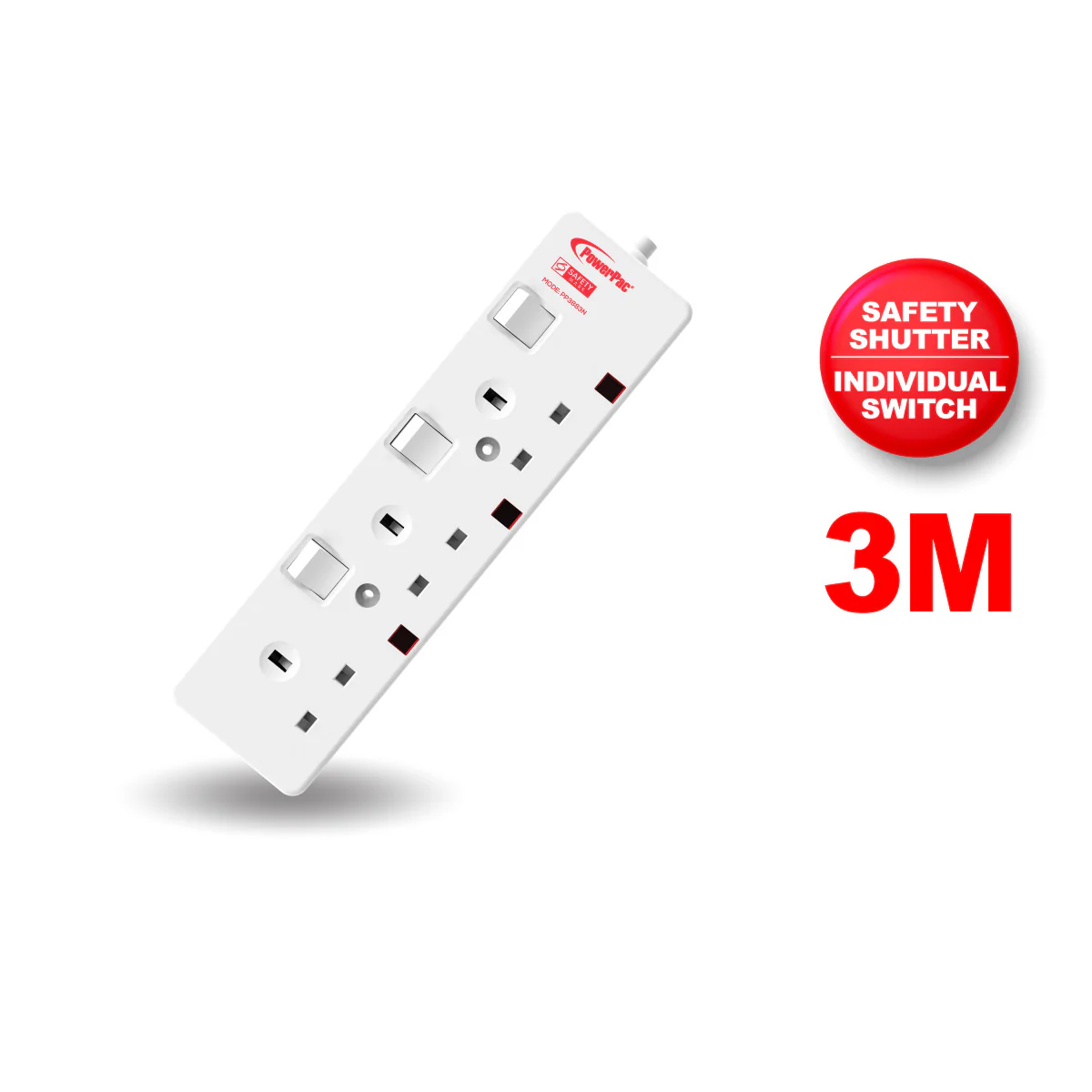 Extension Cord, Extension Socket, Power Cord, Power Extension 3 Metre 3 way (PP3883N) - Yuha Electric