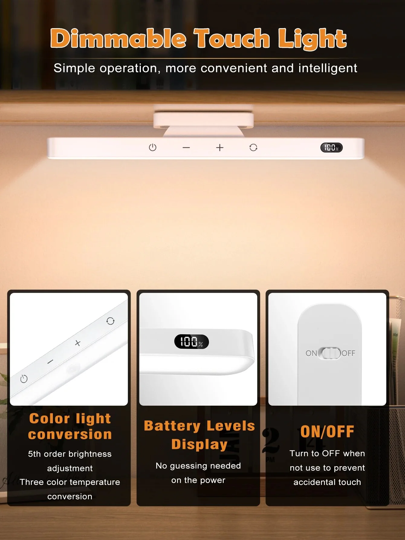 ‌Rechargeable Touch Table Lamp with 2500mAh Battery - Yuha Electric