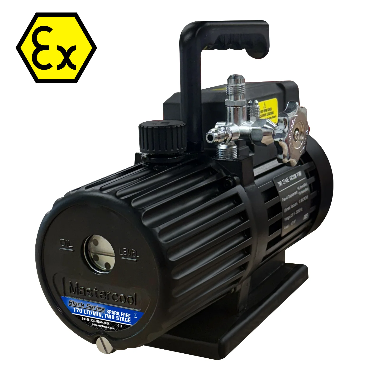 Mastercool 90066-220-BLSF-ATEX Black Series ATEX Spark Free 2-Stage Vacuum Pump | 142 L/min | ATEX & CE Certified - Yuha Electric