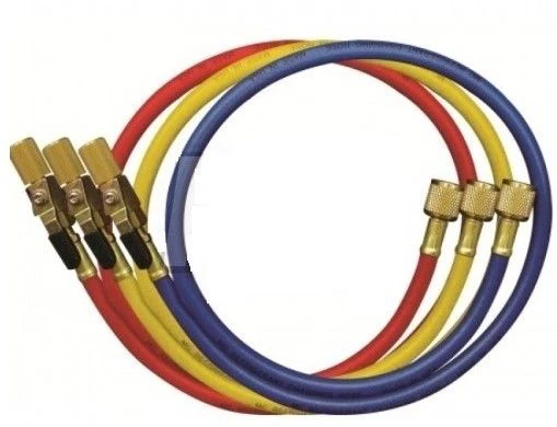 Mastercool 90262-60 Set of 3-150cm Standard Hose 1/4 & 1/4 Manual Shut-Off - Yuha Electric