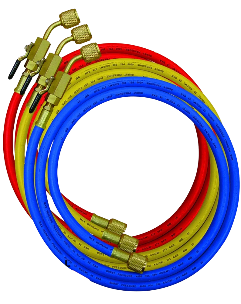 Mastercool 90262-36 Set of 3-90cm Standard Hose 1/4 - 1/4 Manual Shut-Off - Yuha Electric