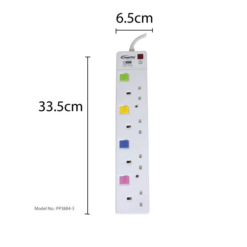 Extension Cord, Extension Socket, Power Cord, Power Extension 3 Metre 4 way (PP3884-3) - Yuha Electric