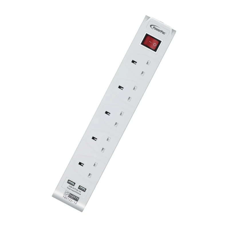 Extension Cord, Extension Socket, Power Cord 3 Metre 5 way with 2x USB charger (PP235U) - Yuha Electric
