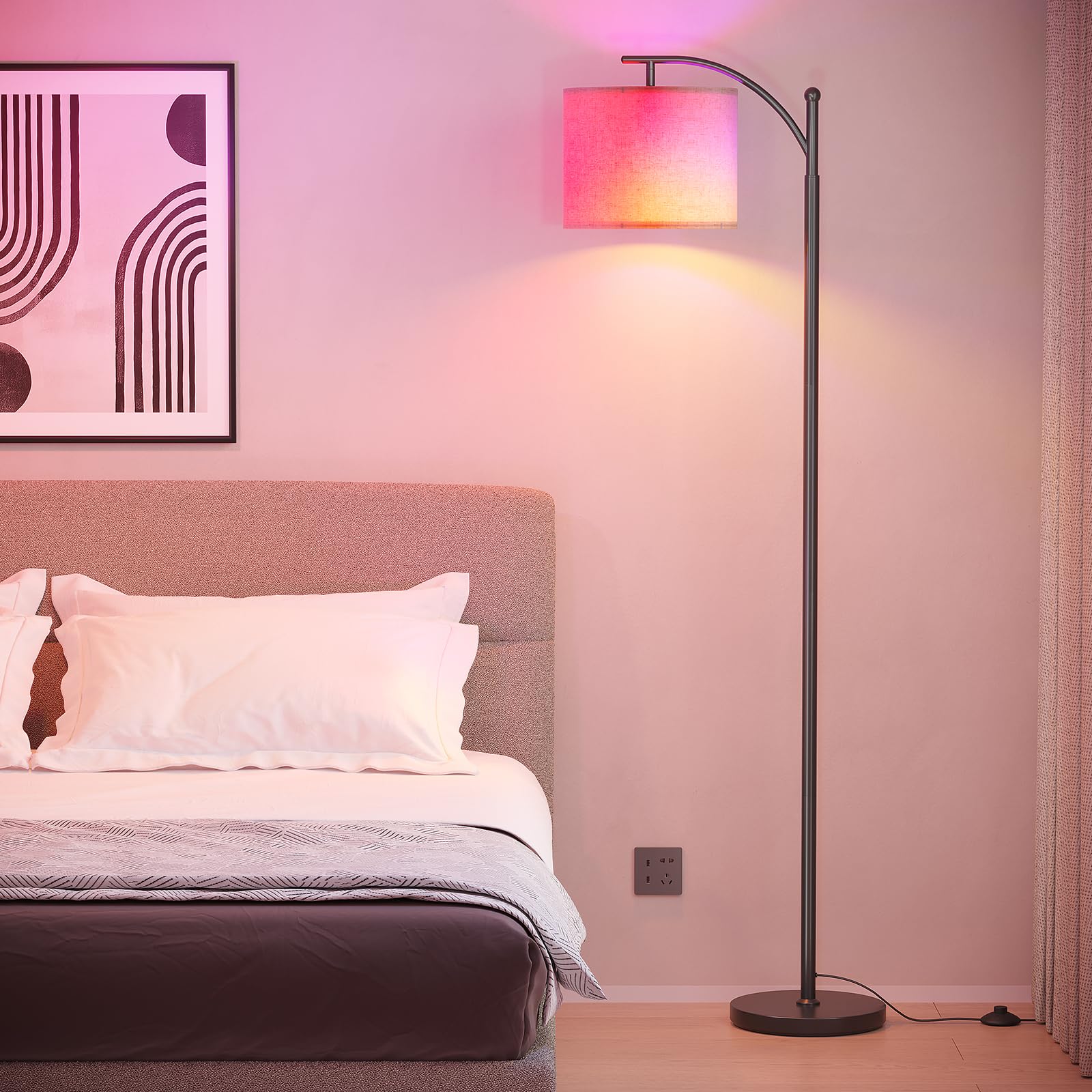 Dimmable RGB Tall Lamp with Remote & Hanging Shade - Yuha Electric