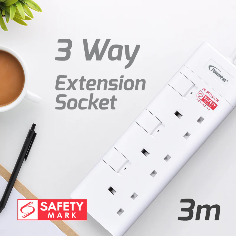 Extension Cord, Extension Socket, Power Cord, Power Extension 3 Metre 3 way (PP8553N) - Yuha Electric