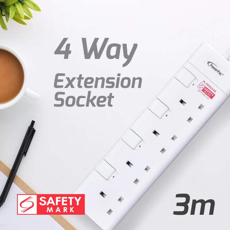 Extension Cord, Extension Socket, Power Extension 3 Meter 4 way (PP8554N) - Yuha Electric