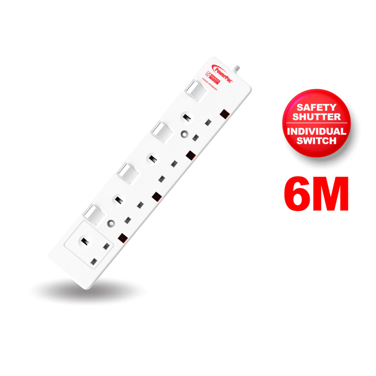 Extension Cord, Extension Socket, Power Cord, Power Extension 6 Metre 4 way (PP6884N) - Yuha Electric